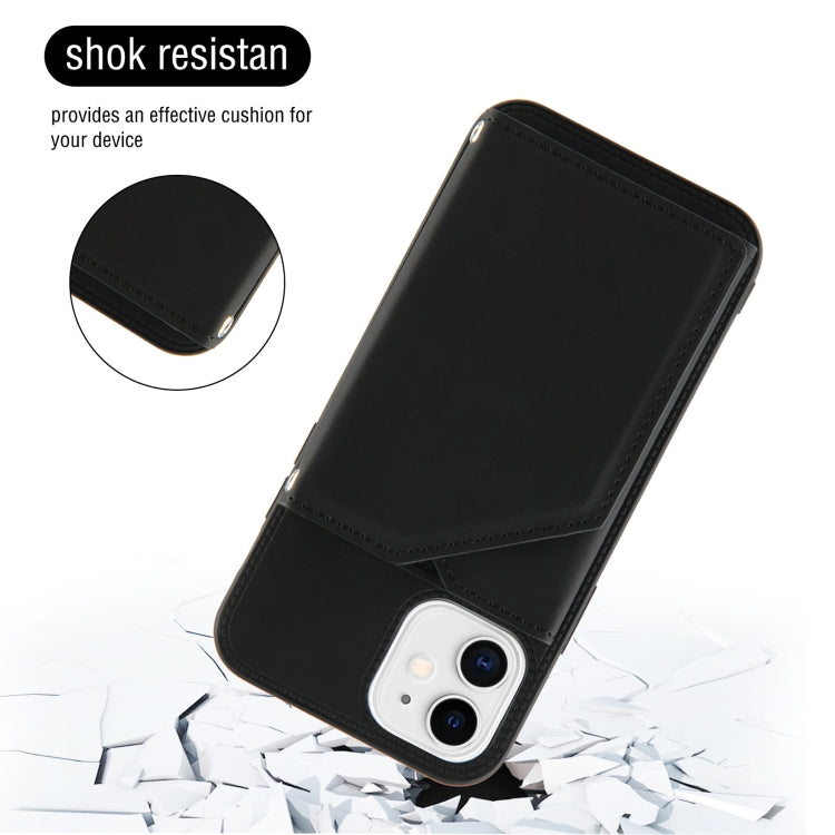 For iPhone 11 Skin Feel PU + TPU + PC Back Cover Shockproof Case with Card Slots & Holder & Photo Frame (Black) - iPhone 11 Cases by buy2fix | Online Shopping UK | buy2fix