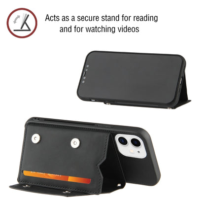 For iPhone 11 Skin Feel PU + TPU + PC Back Cover Shockproof Case with Card Slots & Holder & Photo Frame (Black) - iPhone 11 Cases by buy2fix | Online Shopping UK | buy2fix