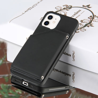 For iPhone 11 Skin Feel PU + TPU + PC Back Cover Shockproof Case with Card Slots & Holder & Photo Frame (Black) - iPhone 11 Cases by buy2fix | Online Shopping UK | buy2fix