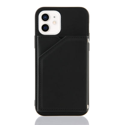 For iPhone 12 / 12 Pro Skin Feel PU + TPU + PC Back Cover Shockproof Case with Card Slots & Holder & Photo Frame(Black) - iPhone 12 / 12 Pro Cases by buy2fix | Online Shopping UK | buy2fix
