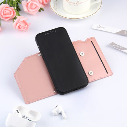 For iPhone 12 / 12 Pro Skin Feel PU + TPU + PC Back Cover Shockproof Case with Card Slots & Holder & Photo Frame(Rose Gold) - iPhone 12 / 12 Pro Cases by buy2fix | Online Shopping UK | buy2fix