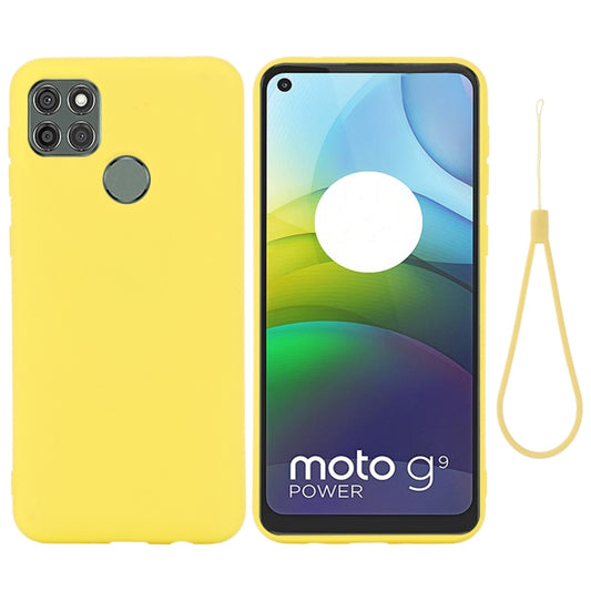 For Motorola Moto G9 Power Pure Color Liquid Silicone Shockproof Full Coverage Case(Yellow) - Motorola Cases by buy2fix | Online Shopping UK | buy2fix