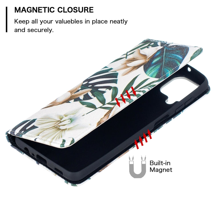 For Samsung Galaxy A12 Colored Drawing Pattern Invisible Magnetic Horizontal Flip PU Leather Case with Holder & Card Slots & Wallet(Red Leaf) by buy2fix