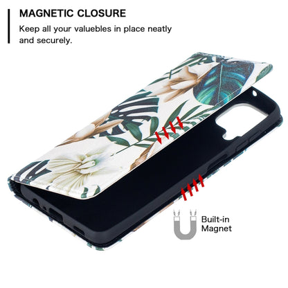 For Samsung Galaxy A12 Colored Drawing Pattern Invisible Magnetic Horizontal Flip PU Leather Case with Holder & Card Slots & Wallet(Red Leaf) by buy2fix