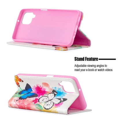 For Samsung Galaxy A12 Colored Drawing Pattern Invisible Magnetic Horizontal Flip PU Leather Case with Holder & Card Slots & Wallet(Two Butterflies) by buy2fix