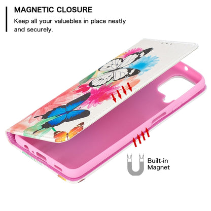 For Samsung Galaxy A12 Colored Drawing Pattern Invisible Magnetic Horizontal Flip PU Leather Case with Holder & Card Slots & Wallet(Two Butterflies) by buy2fix