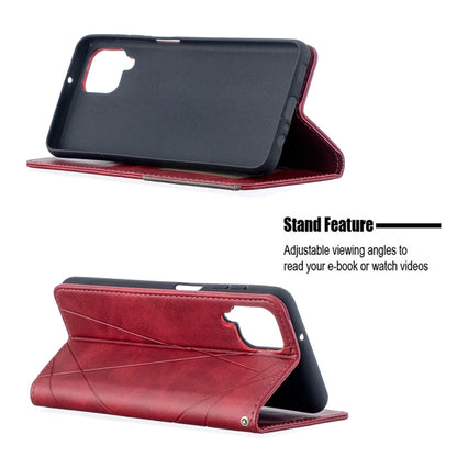 For Samsung Galaxy A12 Prismatic Invisible Magnetic Horizontal Flip Leather Case with Holder & Card Slots & Photo Frame(Red) by buy2fix