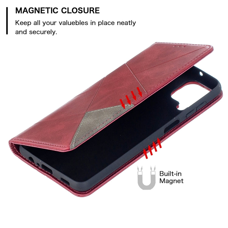 For Samsung Galaxy A12 Prismatic Invisible Magnetic Horizontal Flip Leather Case with Holder & Card Slots & Photo Frame(Red) by buy2fix