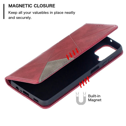 For Samsung Galaxy A12 Prismatic Invisible Magnetic Horizontal Flip Leather Case with Holder & Card Slots & Photo Frame(Red) by buy2fix