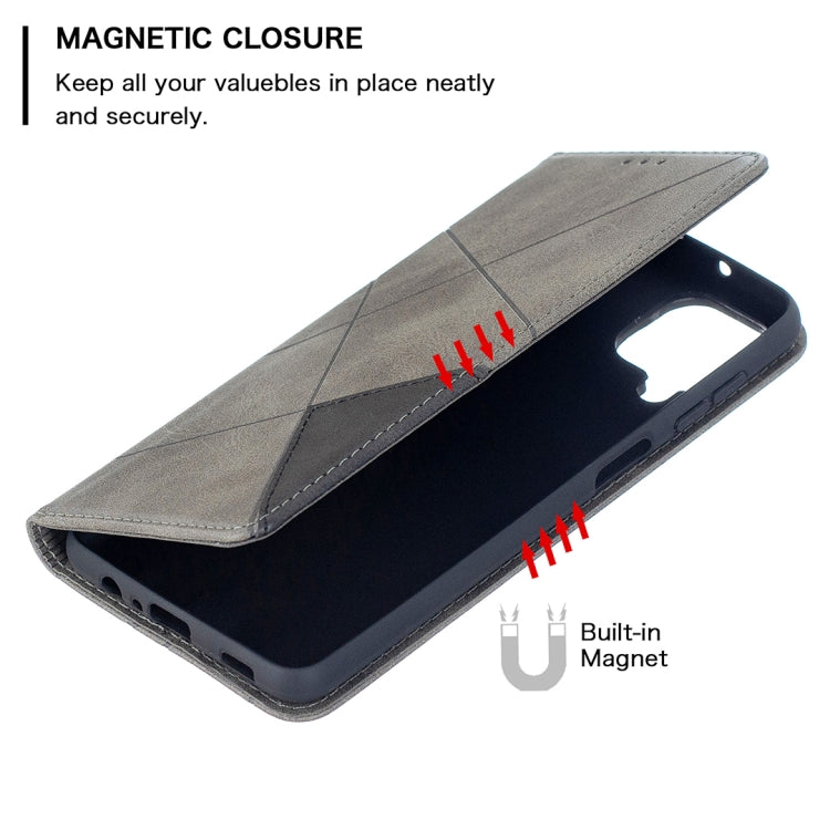 For Samsung Galaxy A12 Prismatic Invisible Magnetic Horizontal Flip Leather Case with Holder & Card Slots & Photo Frame(Grey) by buy2fix