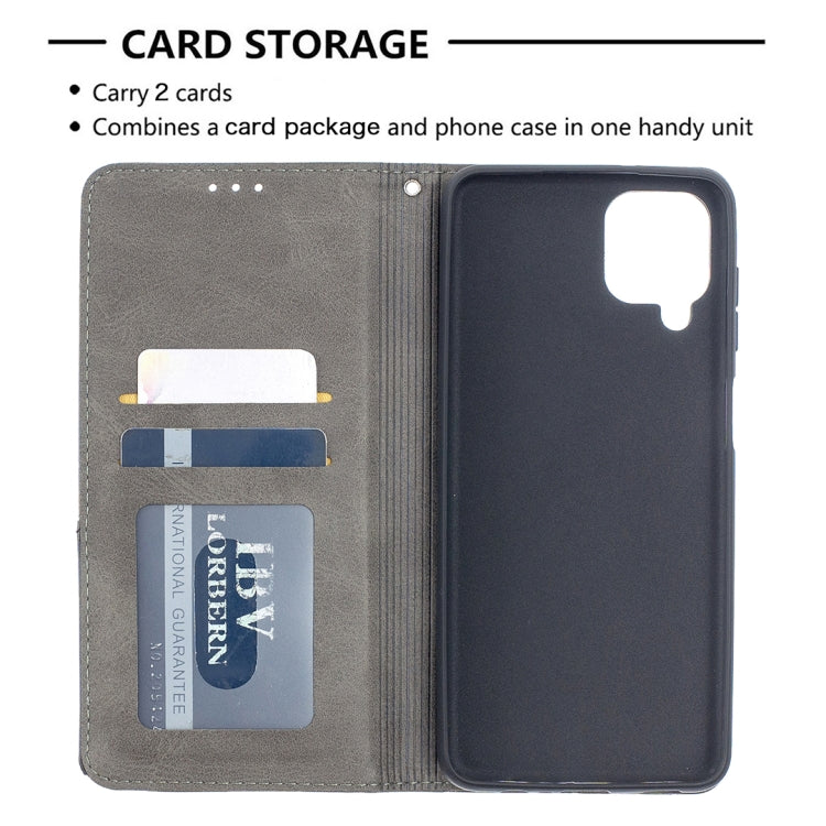 For Samsung Galaxy A12 Prismatic Invisible Magnetic Horizontal Flip Leather Case with Holder & Card Slots & Photo Frame(Grey) by buy2fix