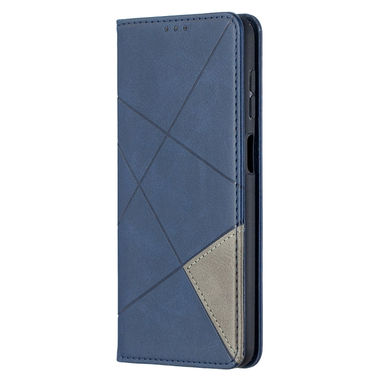 For Samsung Galaxy A12 Prismatic Invisible Magnetic Horizontal Flip Leather Case with Holder & Card Slots & Photo Frame(Blue) by buy2fix