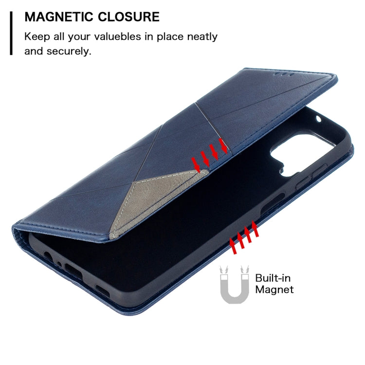 For Samsung Galaxy A12 Prismatic Invisible Magnetic Horizontal Flip Leather Case with Holder & Card Slots & Photo Frame(Blue) by buy2fix