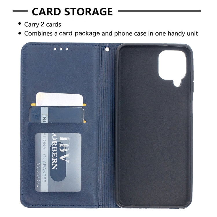 For Samsung Galaxy A12 Prismatic Invisible Magnetic Horizontal Flip Leather Case with Holder & Card Slots & Photo Frame(Blue) by buy2fix