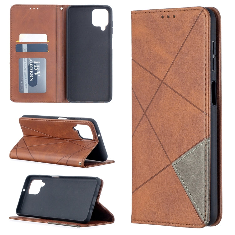 For Samsung Galaxy A12 Prismatic Invisible Magnetic Horizontal Flip Leather Case with Holder & Card Slots & Photo Frame(Brown) by buy2fix