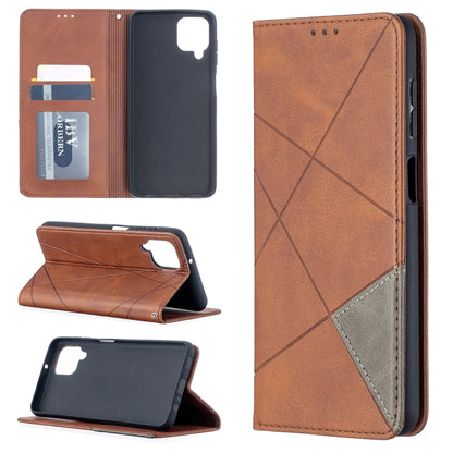 For Samsung Galaxy A12 Prismatic Invisible Magnetic Horizontal Flip Leather Case with Holder & Card Slots & Photo Frame(Brown) by buy2fix