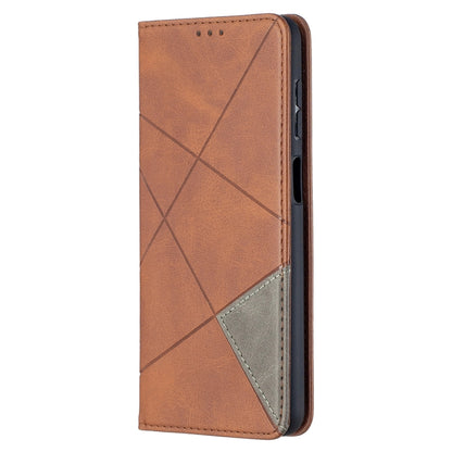 For Samsung Galaxy A12 Prismatic Invisible Magnetic Horizontal Flip Leather Case with Holder & Card Slots & Photo Frame(Brown) by buy2fix