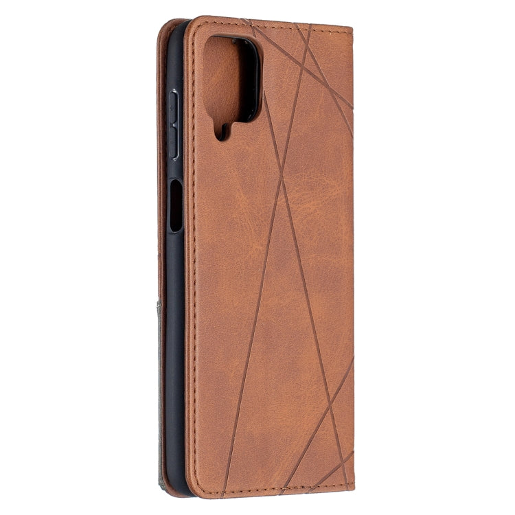 For Samsung Galaxy A12 Prismatic Invisible Magnetic Horizontal Flip Leather Case with Holder & Card Slots & Photo Frame(Brown) by buy2fix