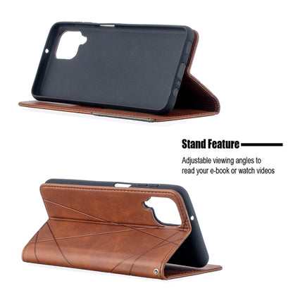 For Samsung Galaxy A12 Prismatic Invisible Magnetic Horizontal Flip Leather Case with Holder & Card Slots & Photo Frame(Brown) by buy2fix