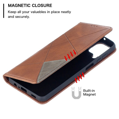 For Samsung Galaxy A12 Prismatic Invisible Magnetic Horizontal Flip Leather Case with Holder & Card Slots & Photo Frame(Brown) by buy2fix