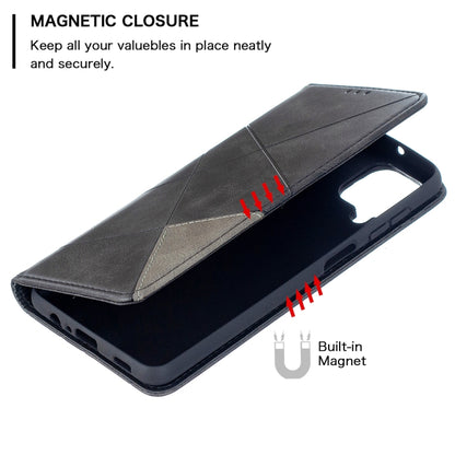 For Samsung Galaxy A12 Prismatic Invisible Magnetic Horizontal Flip Leather Case with Holder & Card Slots & Photo Frame(Black) by buy2fix