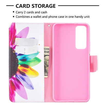 For Huawei P smart 2021 / Y7a Colored Drawing Pattern Horizontal Flip Leather Case with Holder & Card Slots & Wallet(Sun Flower) - Huawei Cases by buy2fix | Online Shopping UK | buy2fix