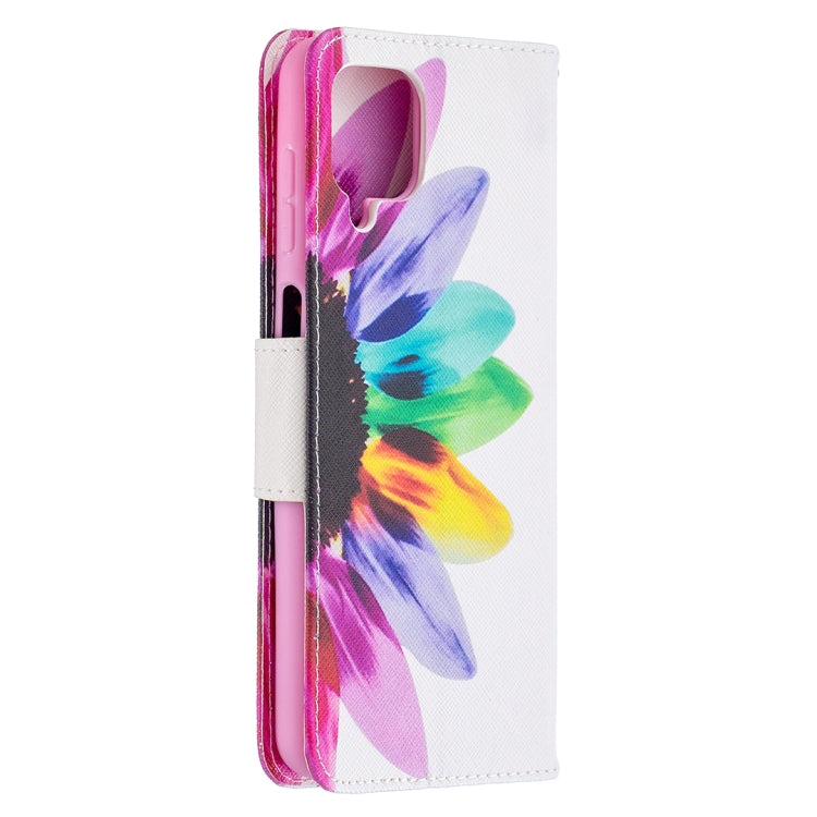 For Samsung Galaxy A12 Colored Drawing Pattern Horizontal Flip Leather Case with Holder & Card Slots & Wallet(Sun Flower) by buy2fix