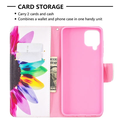 For Samsung Galaxy A12 Colored Drawing Pattern Horizontal Flip Leather Case with Holder & Card Slots & Wallet(Sun Flower) by buy2fix