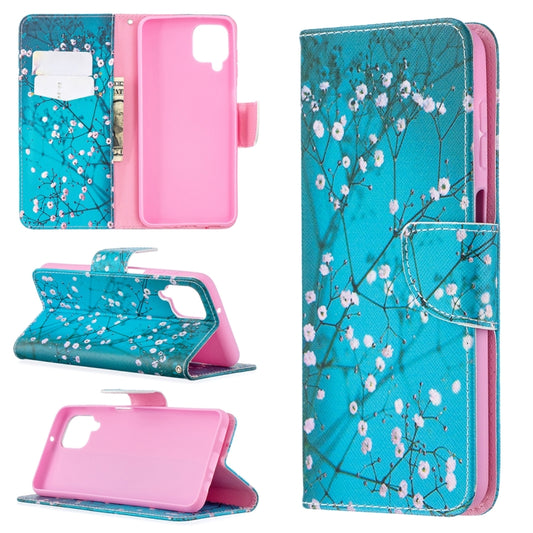 For Samsung Galaxy A12 Colored Drawing Pattern Horizontal Flip Leather Case with Holder & Card Slots & Wallet(Plum Blossom) by buy2fix