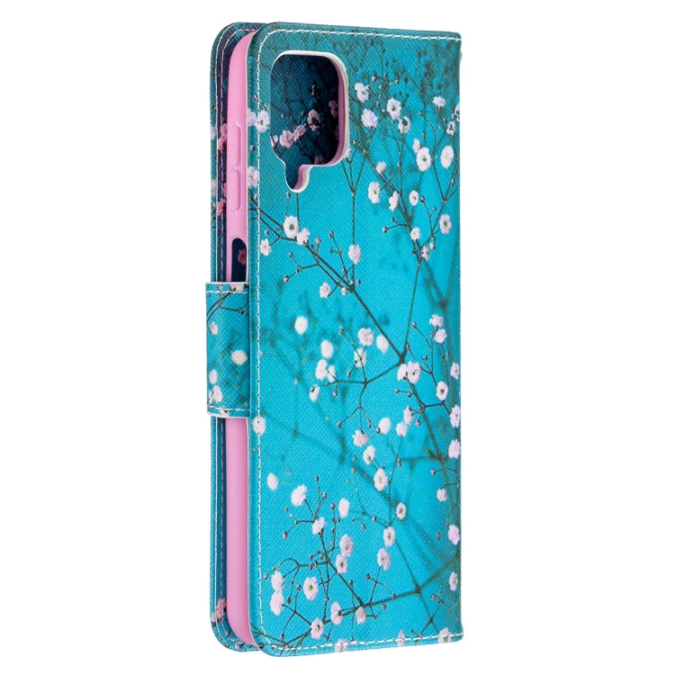 For Samsung Galaxy A12 Colored Drawing Pattern Horizontal Flip Leather Case with Holder & Card Slots & Wallet(Plum Blossom) by buy2fix