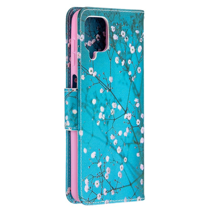 For Samsung Galaxy A12 Colored Drawing Pattern Horizontal Flip Leather Case with Holder & Card Slots & Wallet(Plum Blossom) by buy2fix