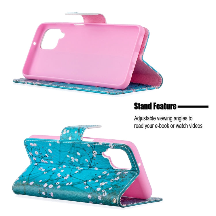 For Samsung Galaxy A12 Colored Drawing Pattern Horizontal Flip Leather Case with Holder & Card Slots & Wallet(Plum Blossom) by buy2fix