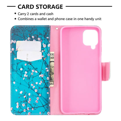 For Samsung Galaxy A12 Colored Drawing Pattern Horizontal Flip Leather Case with Holder & Card Slots & Wallet(Plum Blossom) by buy2fix