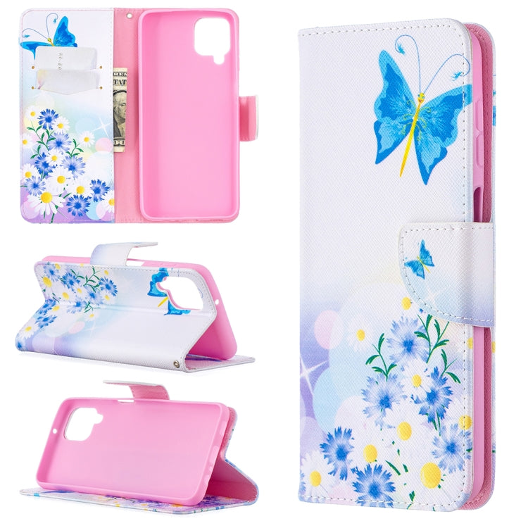 For Samsung Galaxy A12 Colored Drawing Pattern Horizontal Flip Leather Case with Holder & Card Slots & Wallet(Pansy) by buy2fix