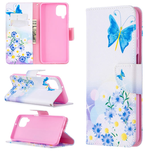 For Samsung Galaxy A12 Colored Drawing Pattern Horizontal Flip Leather Case with Holder & Card Slots & Wallet(Pansy) by buy2fix