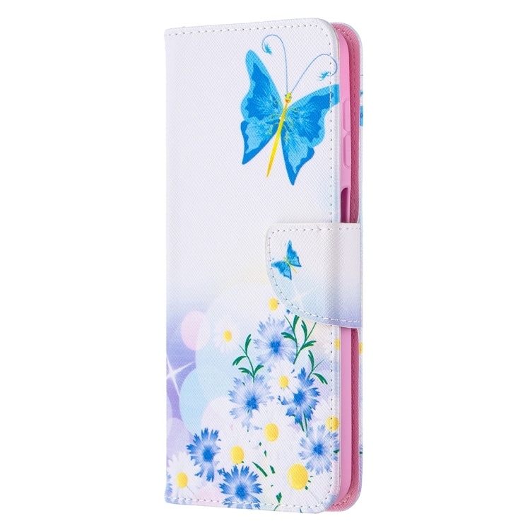For Samsung Galaxy A12 Colored Drawing Pattern Horizontal Flip Leather Case with Holder & Card Slots & Wallet(Pansy) by buy2fix