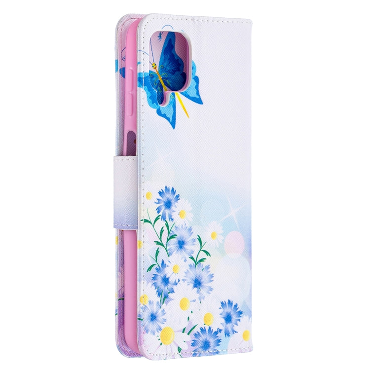 For Samsung Galaxy A12 Colored Drawing Pattern Horizontal Flip Leather Case with Holder & Card Slots & Wallet(Pansy) by buy2fix