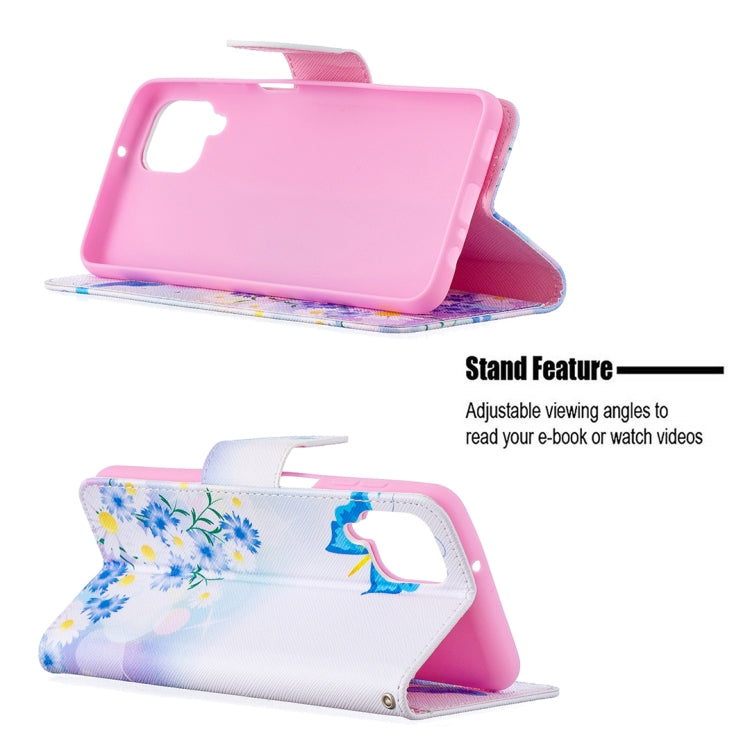 For Samsung Galaxy A12 Colored Drawing Pattern Horizontal Flip Leather Case with Holder & Card Slots & Wallet(Pansy) by buy2fix
