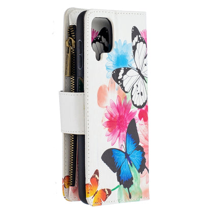 For Samsung Galaxy A12 Colored Drawing Pattern Zipper Horizontal Flip Leather Case with Holder & Card Slots & Wallet(Two Butterflies) by buy2fix