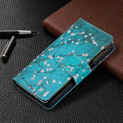 For Samsung Galaxy A12 Colored Drawing Pattern Zipper Horizontal Flip Leather Case with Holder & Card Slots & Wallet(Plum Blossom) by buy2fix