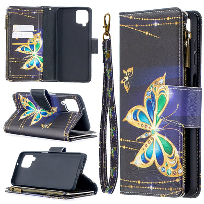 For Samsung Galaxy A12 Colored Drawing Pattern Zipper Horizontal Flip Leather Case with Holder & Card Slots & Wallet(Butterfly) by buy2fix