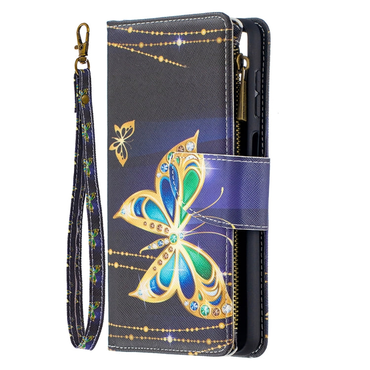 For Samsung Galaxy A12 Colored Drawing Pattern Zipper Horizontal Flip Leather Case with Holder & Card Slots & Wallet(Butterfly) by buy2fix