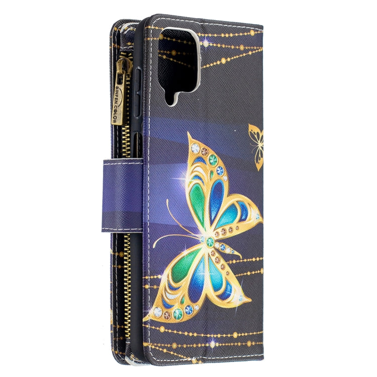 For Samsung Galaxy A12 Colored Drawing Pattern Zipper Horizontal Flip Leather Case with Holder & Card Slots & Wallet(Butterfly) by buy2fix