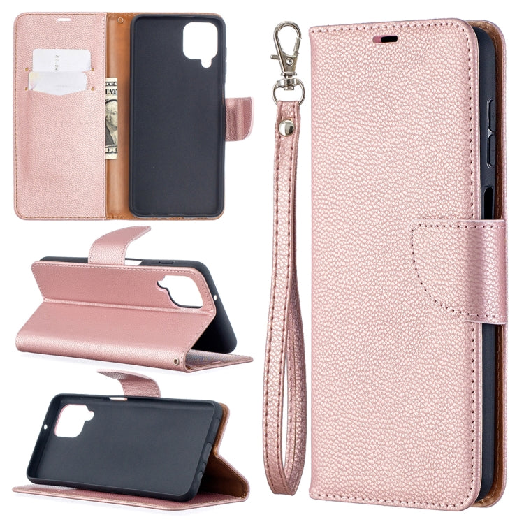 For Samsung Galaxy A12 Litchi Texture Pure Color Horizontal Flip PU Leather Case with Holder & Card Slots & Wallet & Lanyard(Rose Gold) by buy2fix