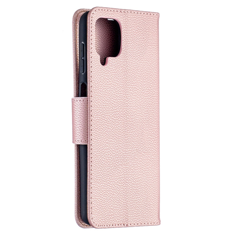 For Samsung Galaxy A12 Litchi Texture Pure Color Horizontal Flip PU Leather Case with Holder & Card Slots & Wallet & Lanyard(Rose Gold) by buy2fix
