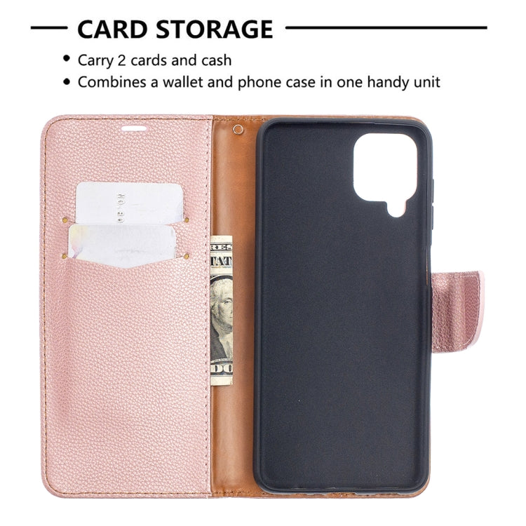 For Samsung Galaxy A12 Litchi Texture Pure Color Horizontal Flip PU Leather Case with Holder & Card Slots & Wallet & Lanyard(Rose Gold) by buy2fix