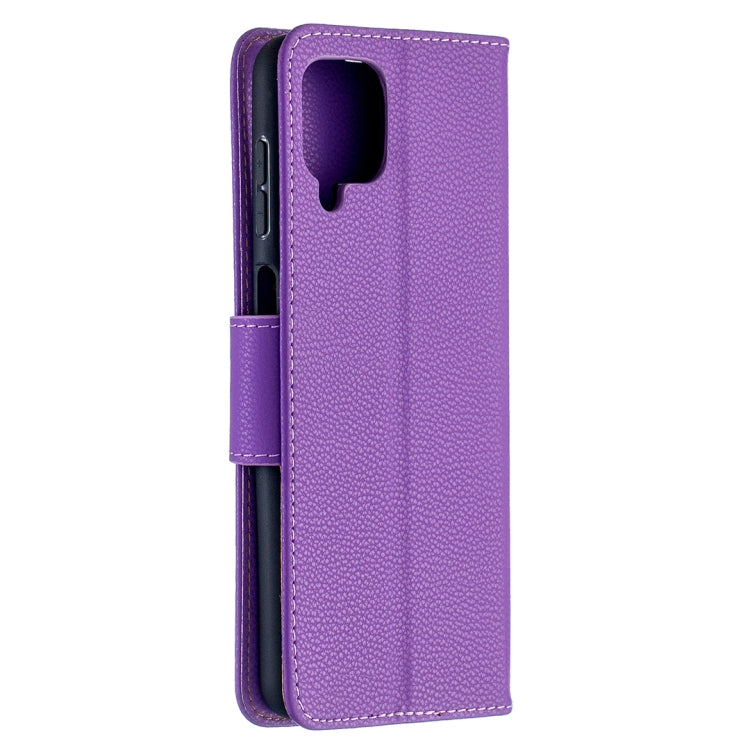 For Samsung Galaxy A12 Litchi Texture Pure Color Horizontal Flip PU Leather Case with Holder & Card Slots & Wallet & Lanyard(Purple) by buy2fix