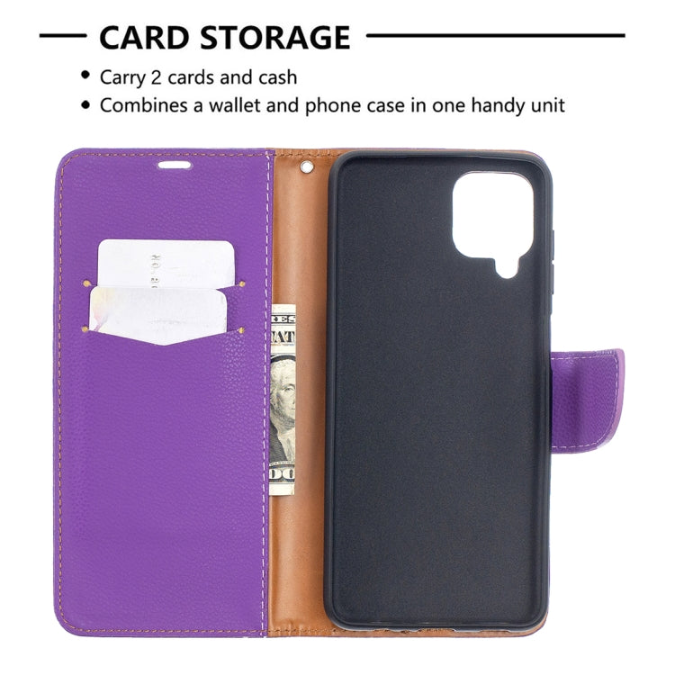 For Samsung Galaxy A12 Litchi Texture Pure Color Horizontal Flip PU Leather Case with Holder & Card Slots & Wallet & Lanyard(Purple) by buy2fix