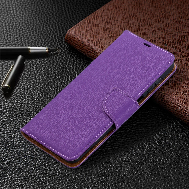 For Samsung Galaxy A12 Litchi Texture Pure Color Horizontal Flip PU Leather Case with Holder & Card Slots & Wallet & Lanyard(Purple) by buy2fix