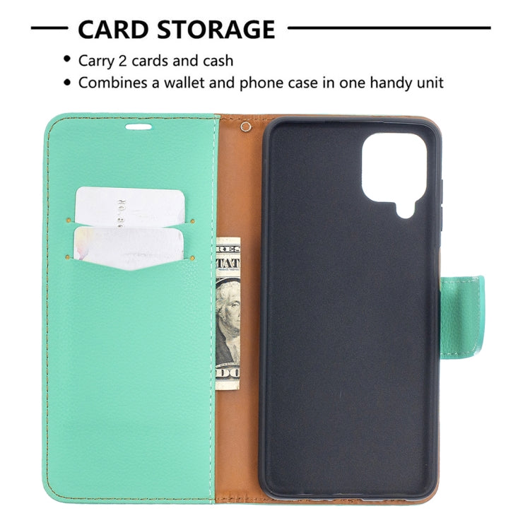 For Samsung Galaxy A12 Litchi Texture Pure Color Horizontal Flip PU Leather Case with Holder & Card Slots & Wallet & Lanyard(Green) by buy2fix